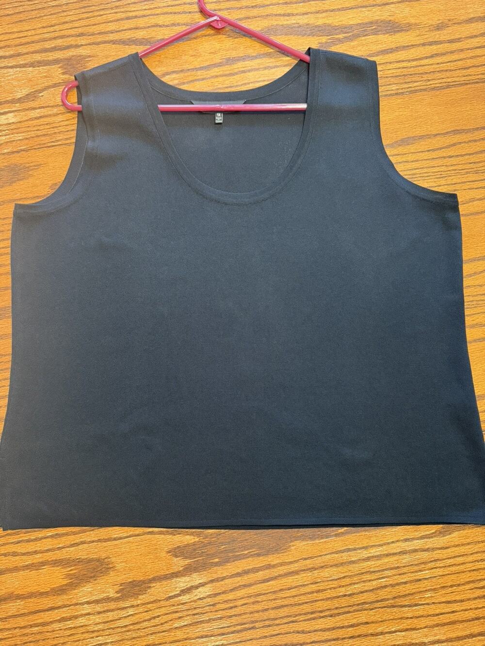 Ming Wang Mid-Length Scoop Neck Wrinkle-Resistant Knit Tank Black Side Size 1X